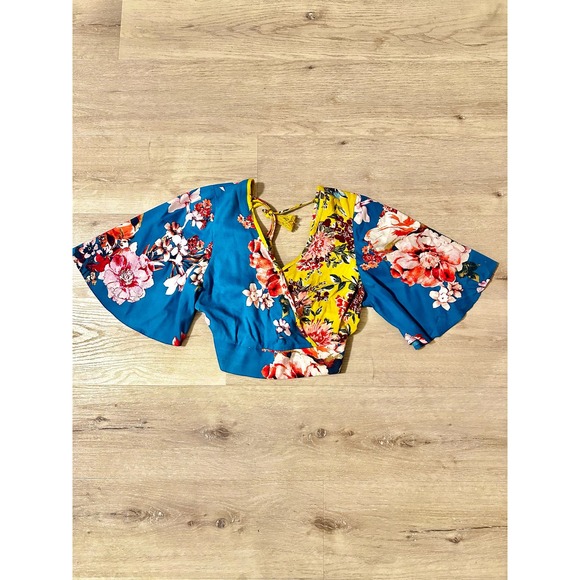 Band of Gypsies Turquoise Floral Crop top size XS - Picture 4 of 9